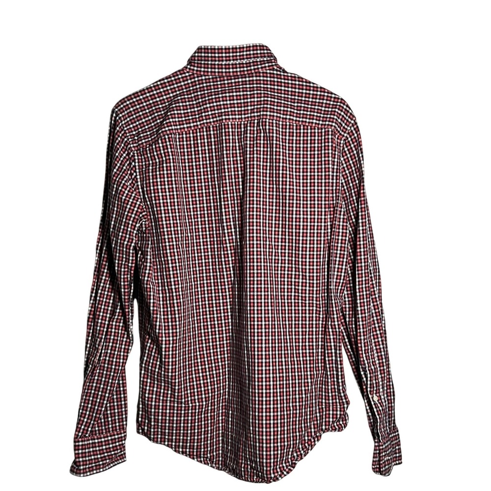 Retro Abercrombie Fitch Men M Red Navy White Gingham Plaid Button Cotton Y2K - Picture 4 of 8